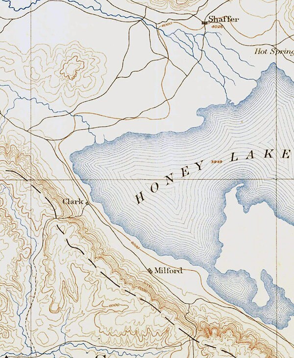 1886 Topo Map of Honey Lake California Quadrangle