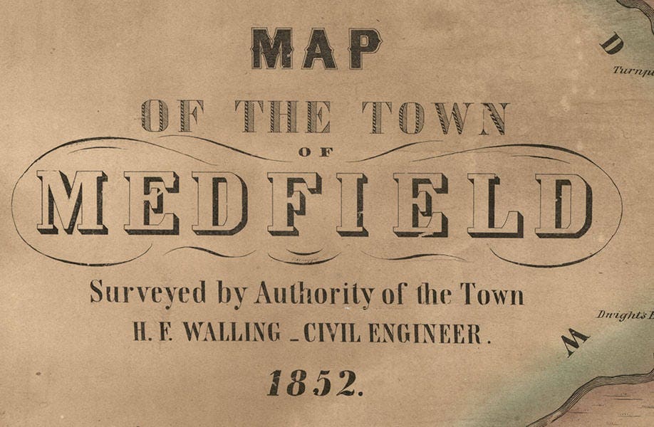 1852 Map of Medfield Massachusetts