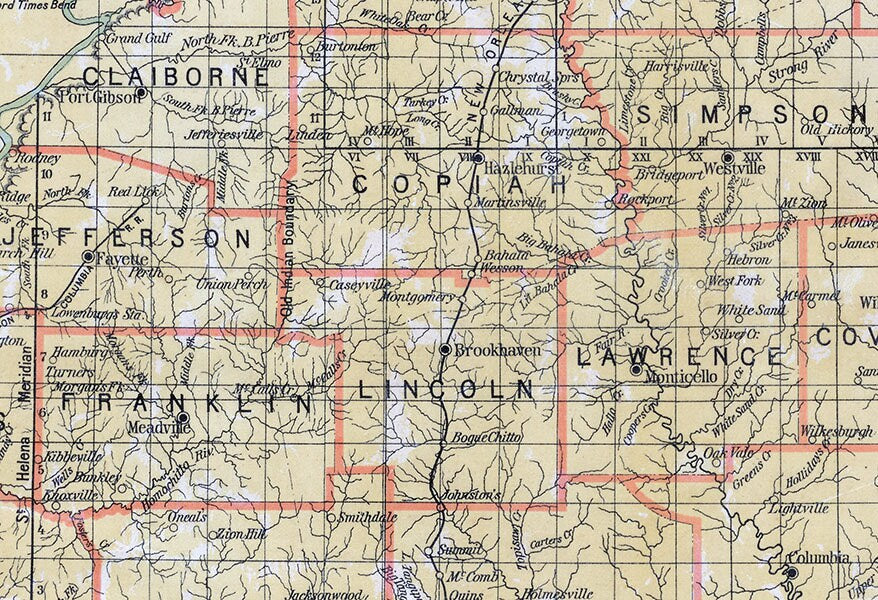 1878 Map of Mississippi
