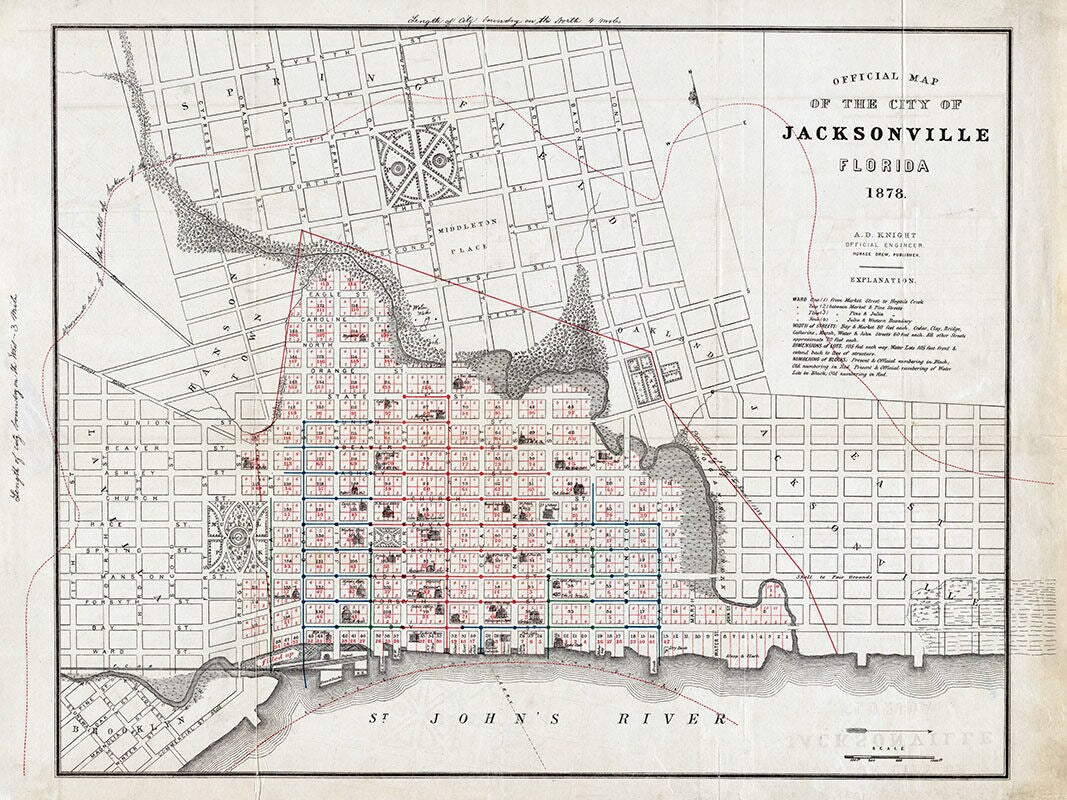 1878 Map of The City Of Jacksonville Florida