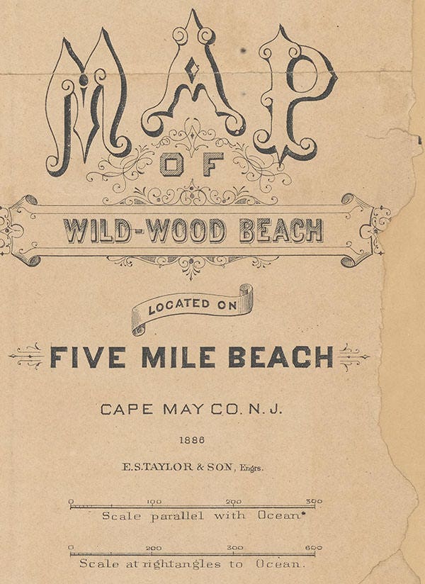 1886 Map of Wild-Wood Beach Cape May County New Jersey