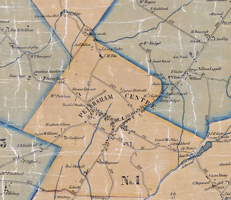 1855 Map of Petersham Massachussets