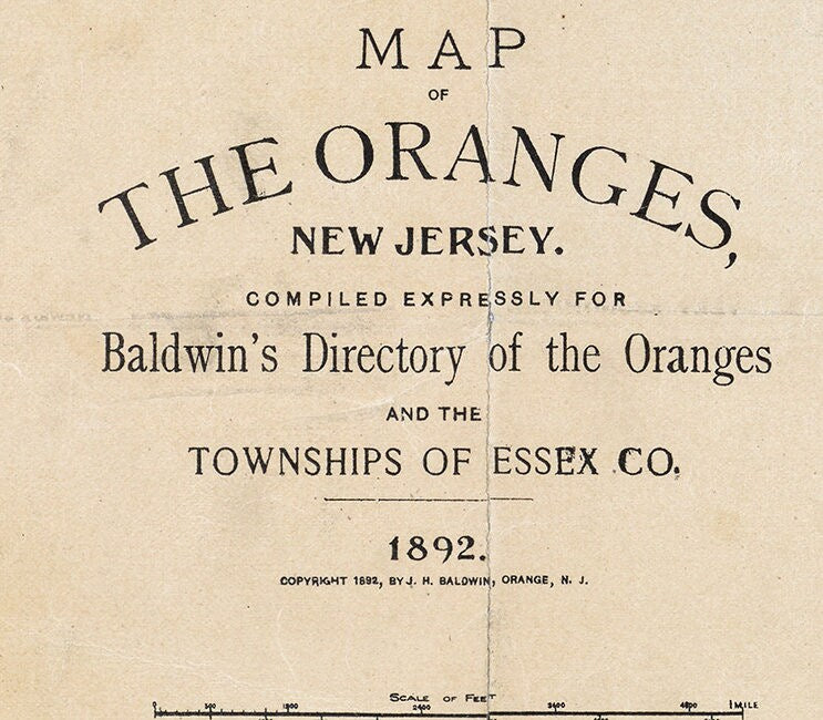 1892 Map of The Oranges New Jersey