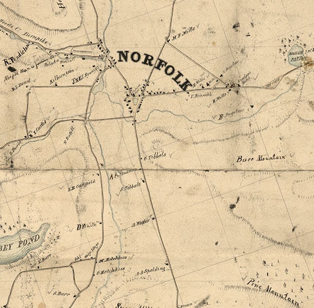 1853 Map of Norfolk Litchfield County Connecticut