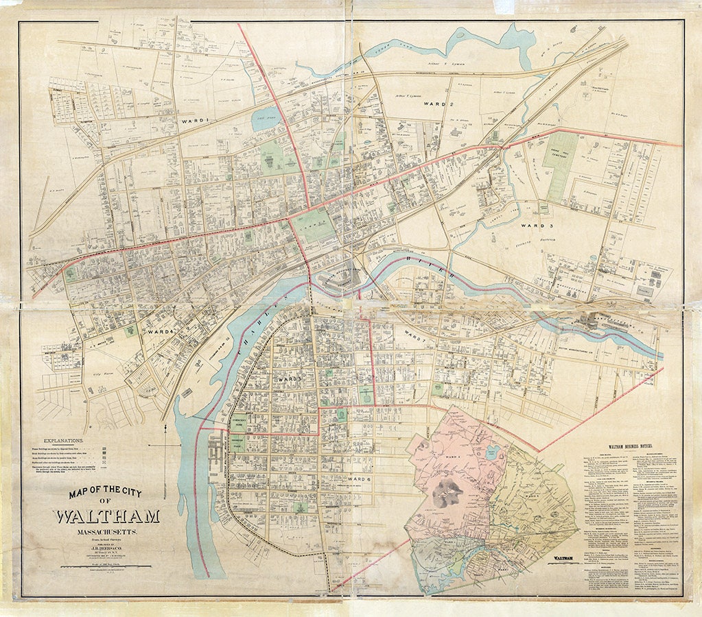 1886 Map of Waltham Massachusetts