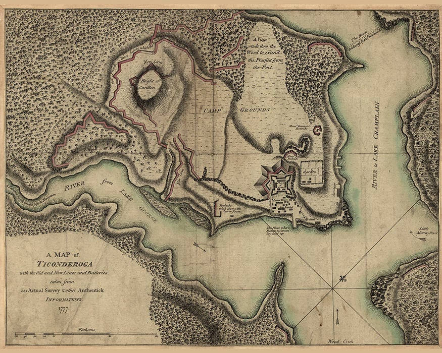 1777 Map of Fort Ticonderoga