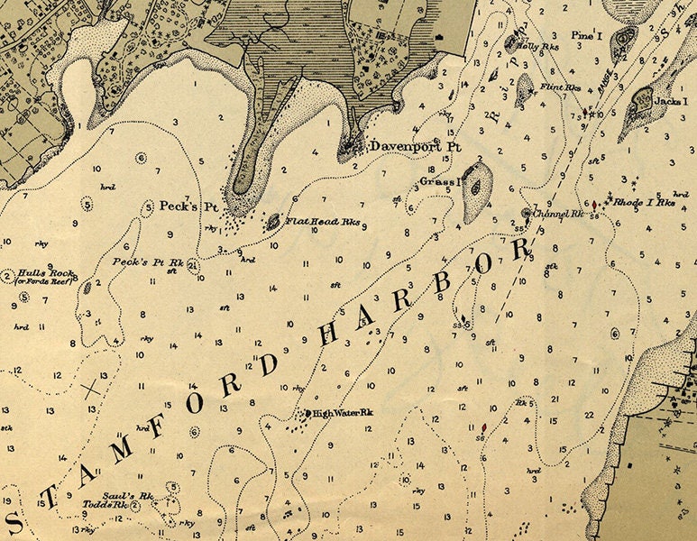 1914 Nautical Map of Stamford Harbor CT