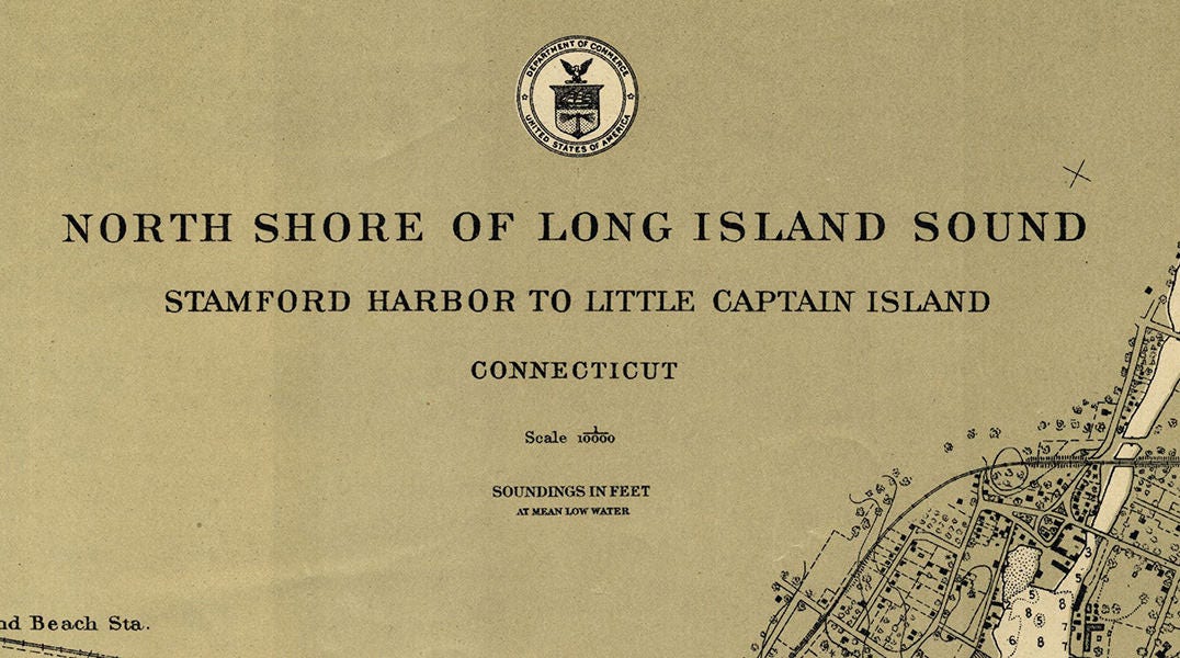 1914 Nautical Map of Stamford Harbor CT