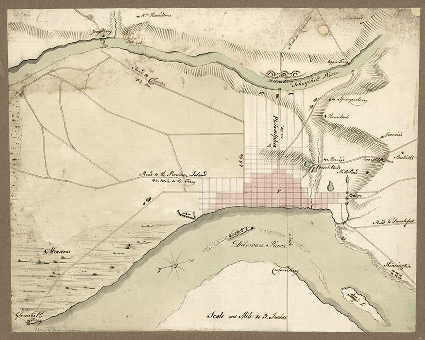 1778 Map of Philadelphia Pennsylvania and Vicinity