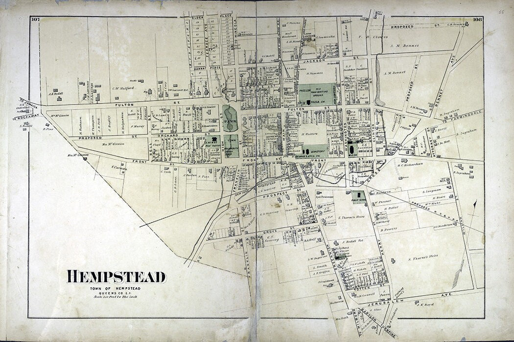 1873 Map of Hempstead Queens County New York