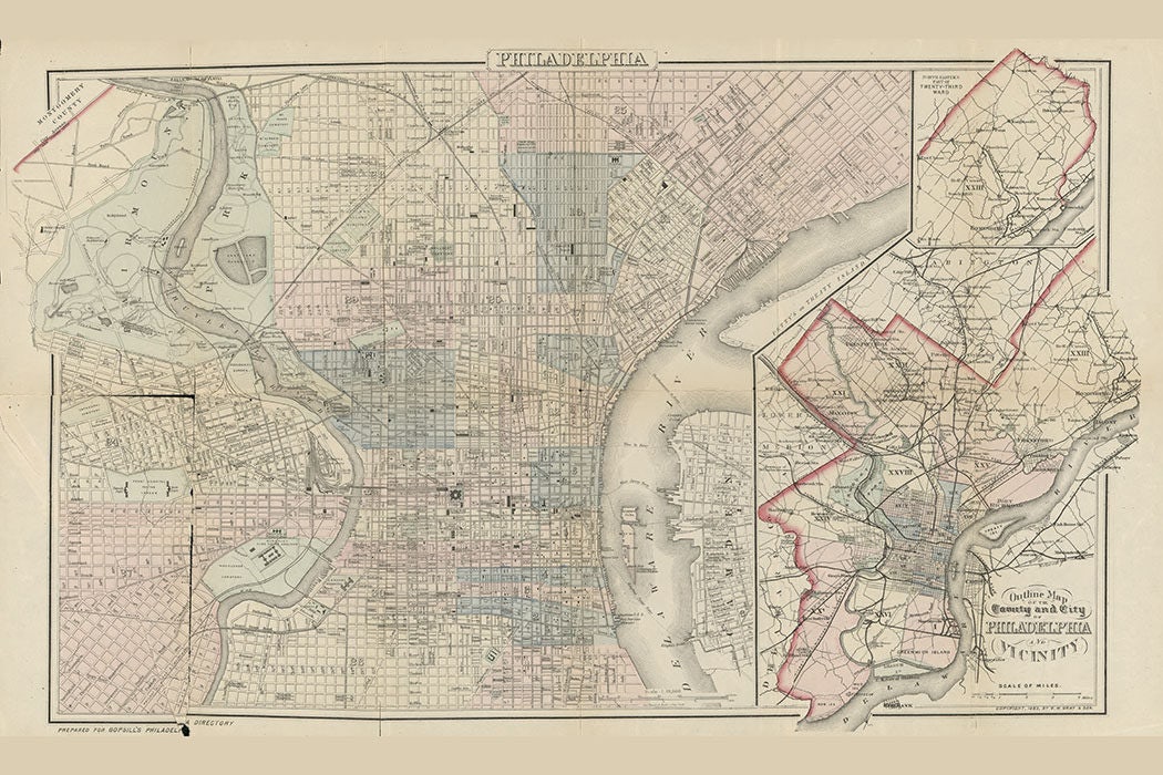1883 Map of Philadelphia Pennsylvania