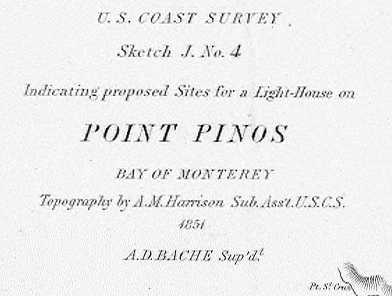 1851 Nautical Map of Point Pinos Bay of Monterey California
