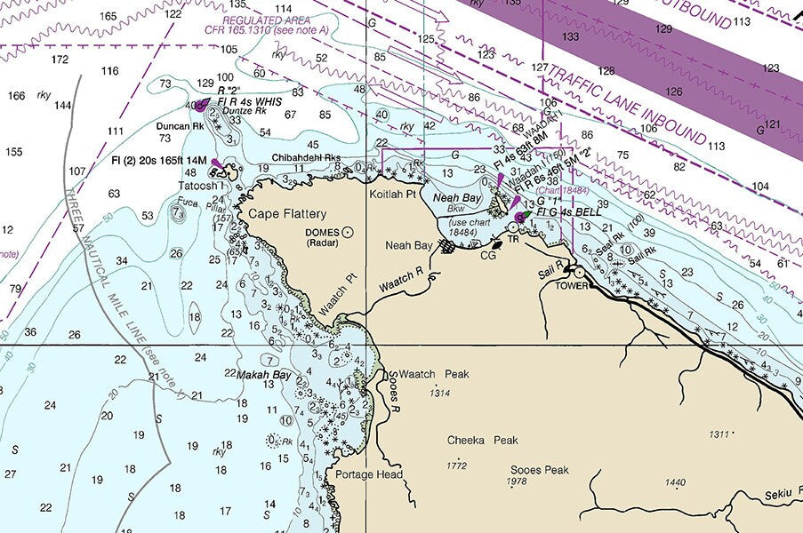 2013 Nautical Map of Strait of Juan de Fuca Washington
