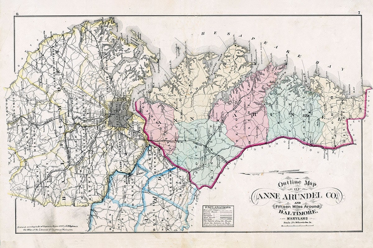 1878 Map of Anne Arundel County Maryland