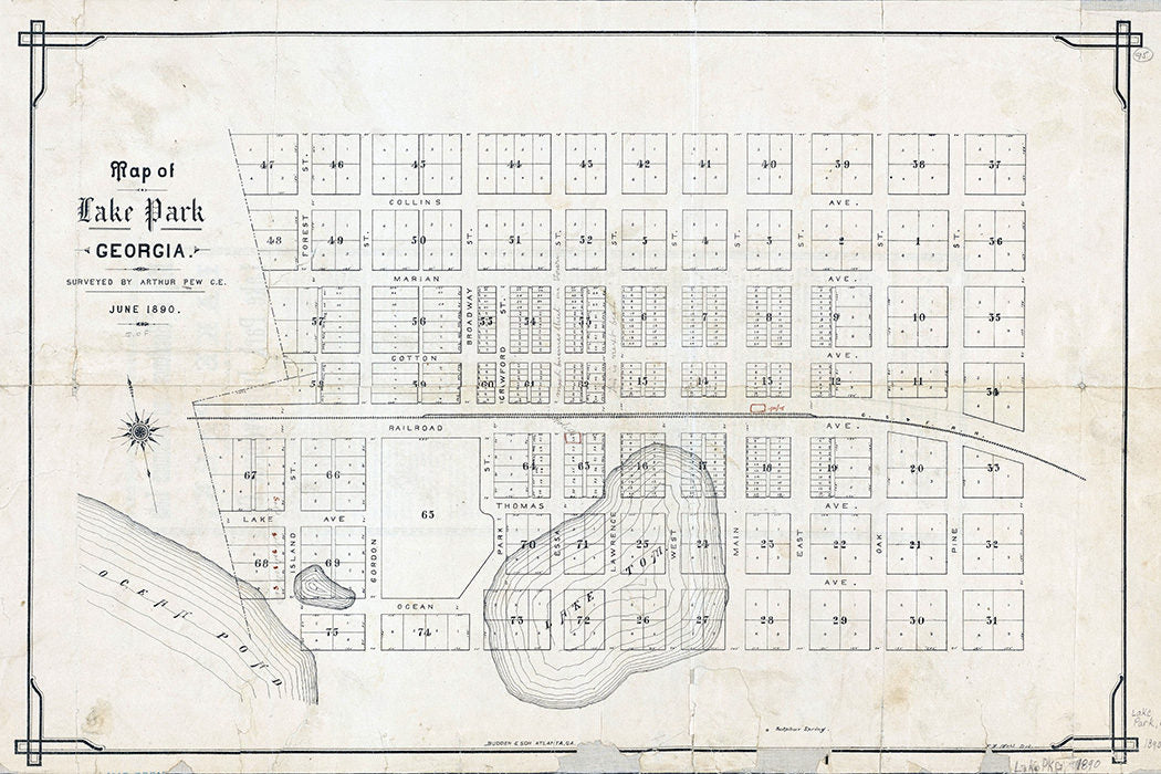 1890 Map of Lake Park Georgia