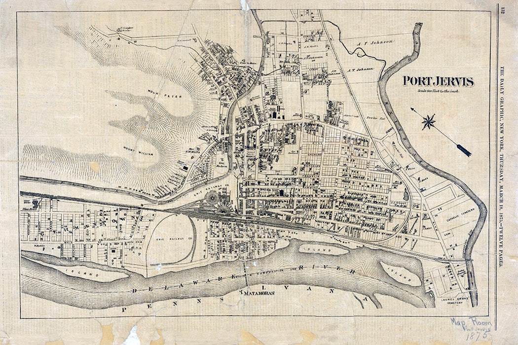 1875 Map of Port Jervis New York