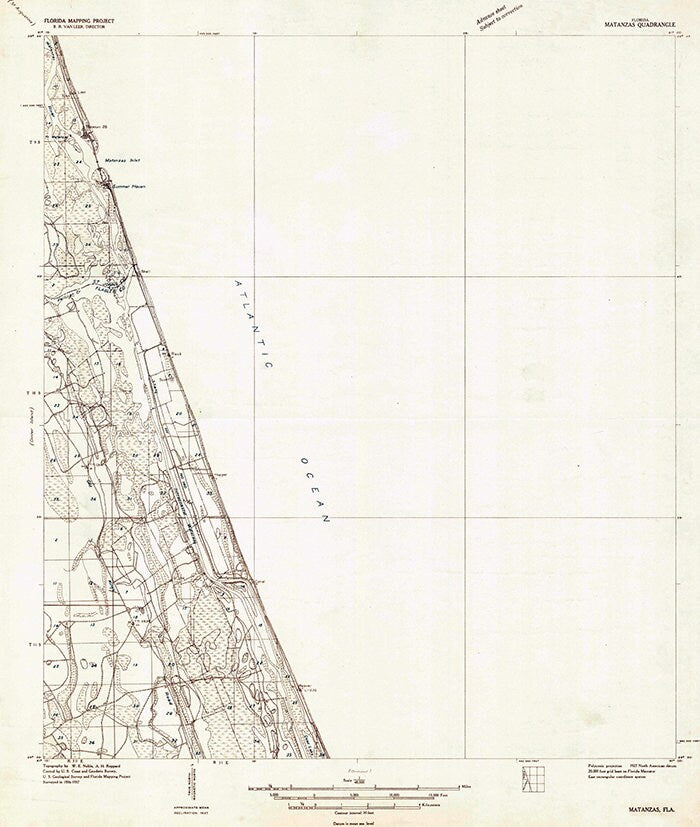 1927 Topo Map of Matanzas Florida Quadrangle