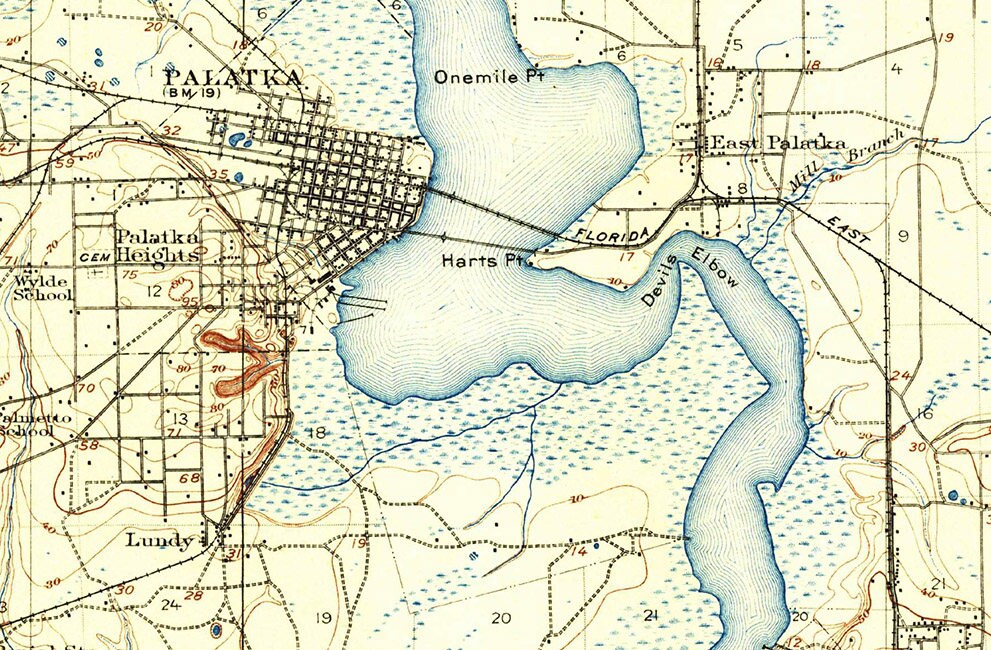 1915 Topo Map of Palatka Florida Quadrangle