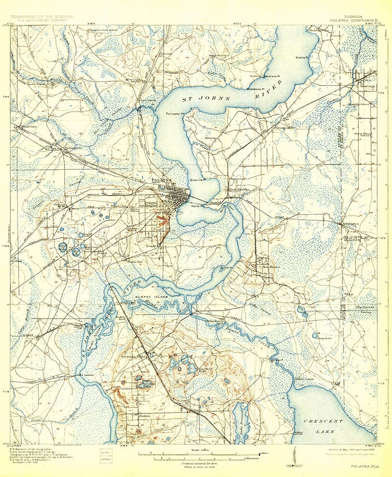 1915 Topo Map of Palatka Florida Quadrangle