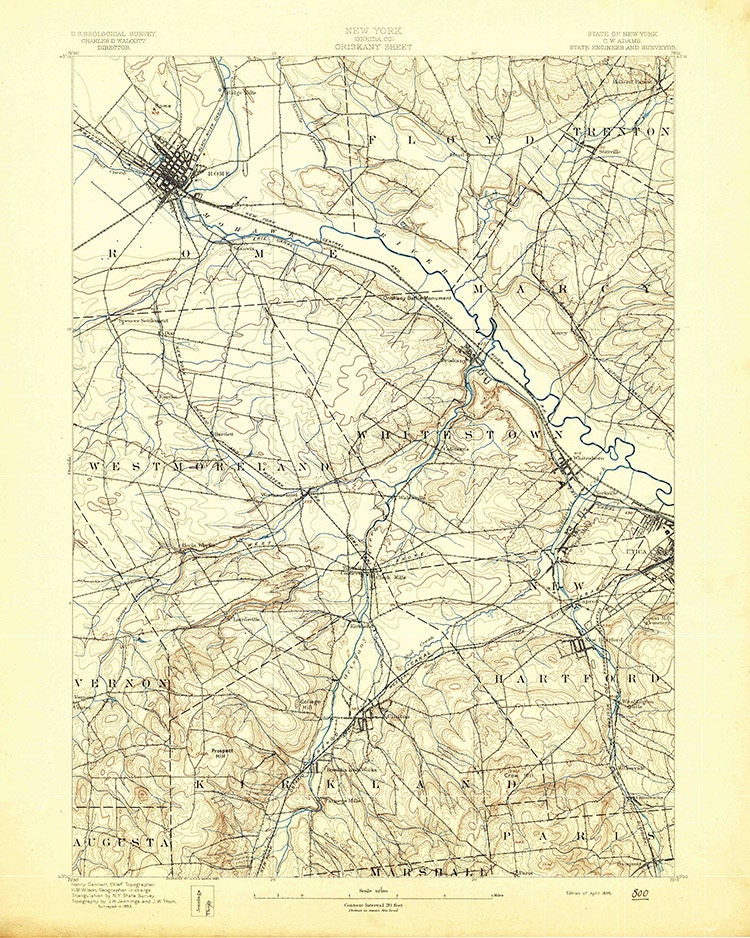 1895 Topo Map of Oriskany New York Quadrangle