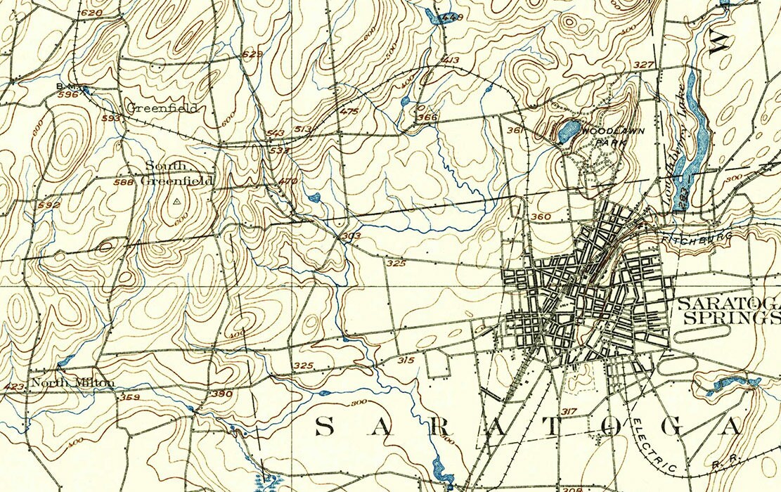 1895 Topo Map of Saratoga New York Quadrangle