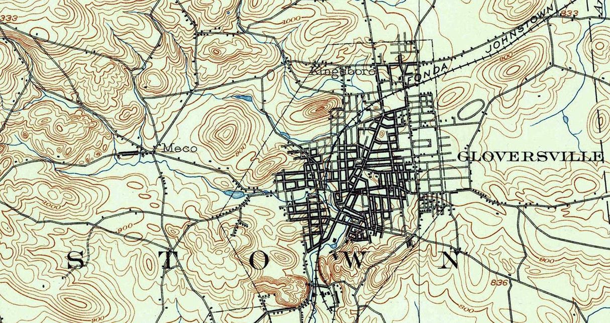 1903 Topo Map of Gloversville New York Quadrangle
