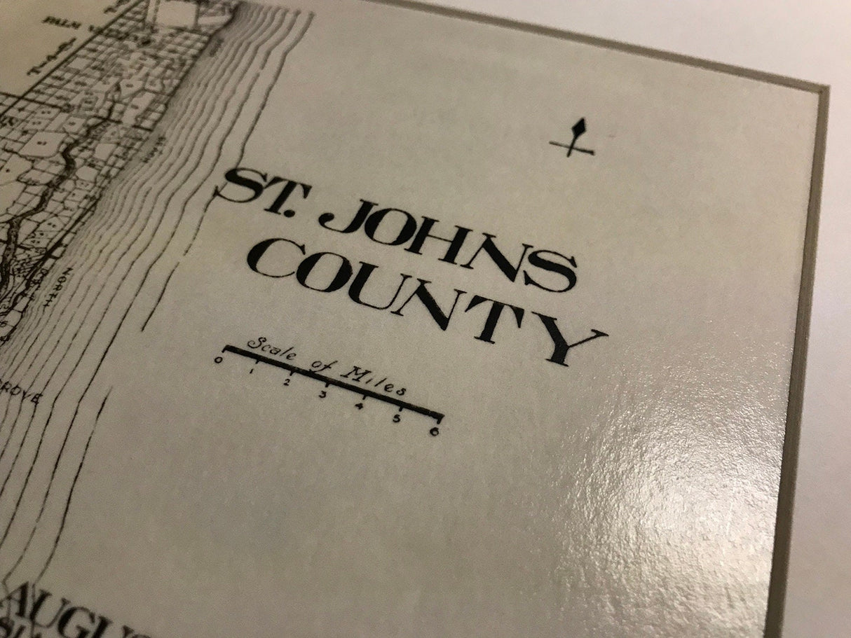 1914 Map of Saint Johns County Florida & Saint Augustine Framed