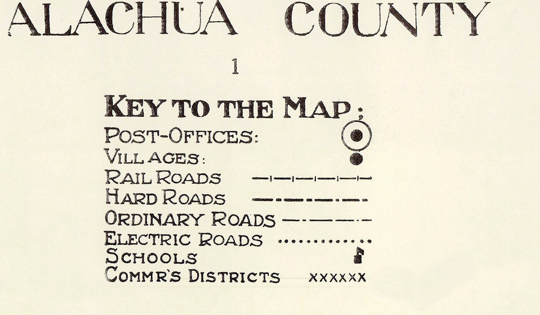 1914 Map of Alachua County Florida Gainesville