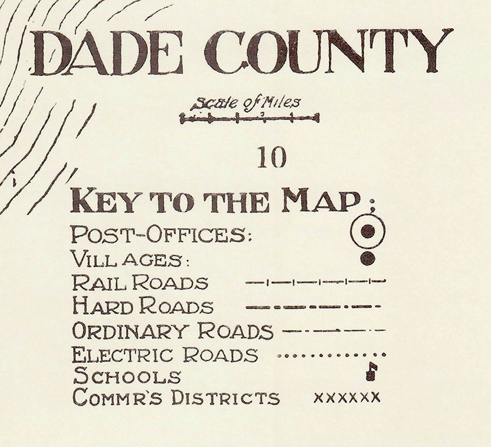 1914 Map of Dade County Florida Miami