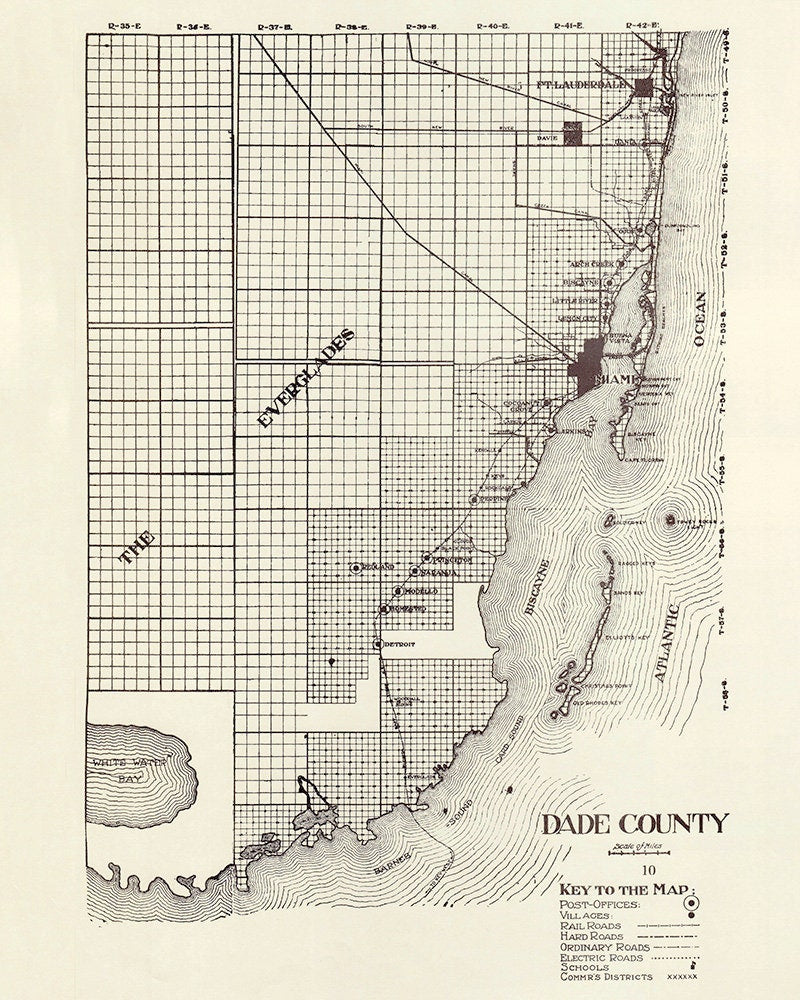 1914 Map of Dade County Florida Miami