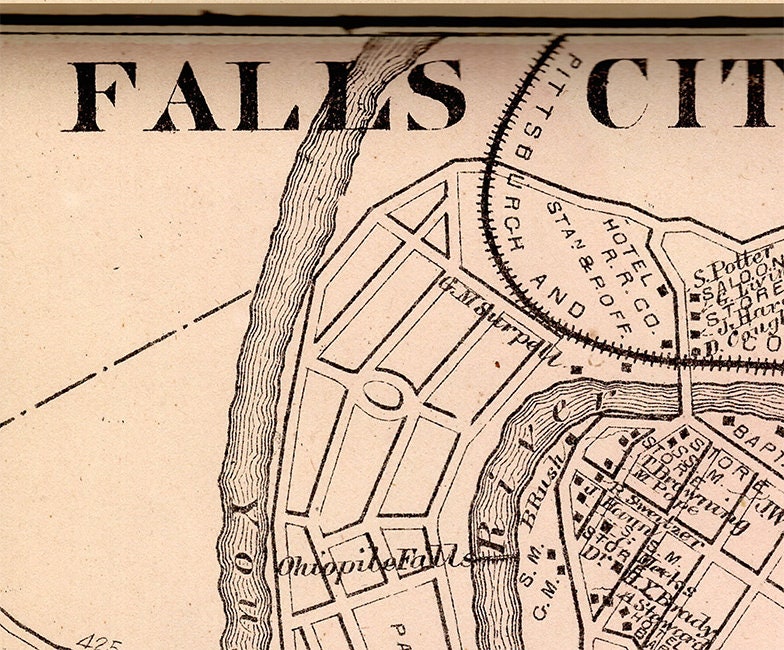 1872 Map of Falls City Township Fayette County PA Ohiopile