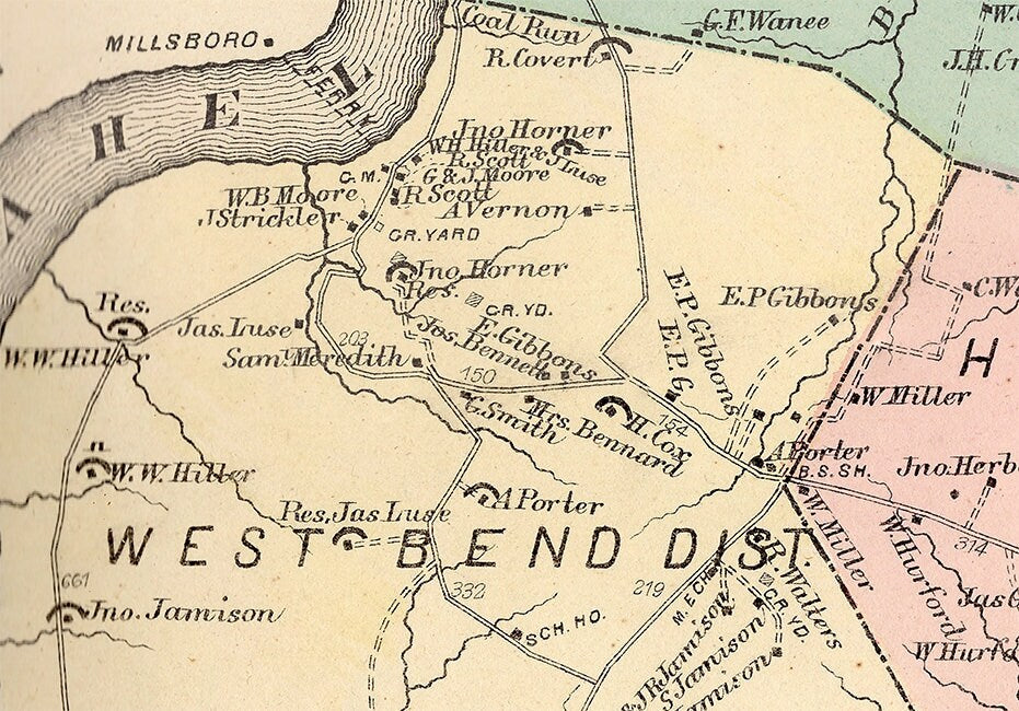1872 Map of Luzerne Township Fayette County PA