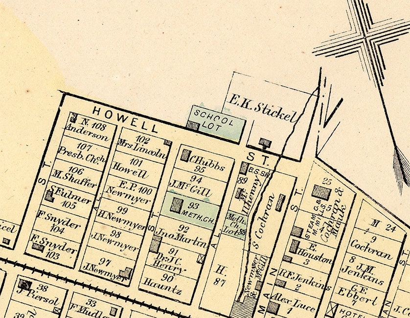 1872 Map of Tyrone Township Fayette County PA Dawson Station