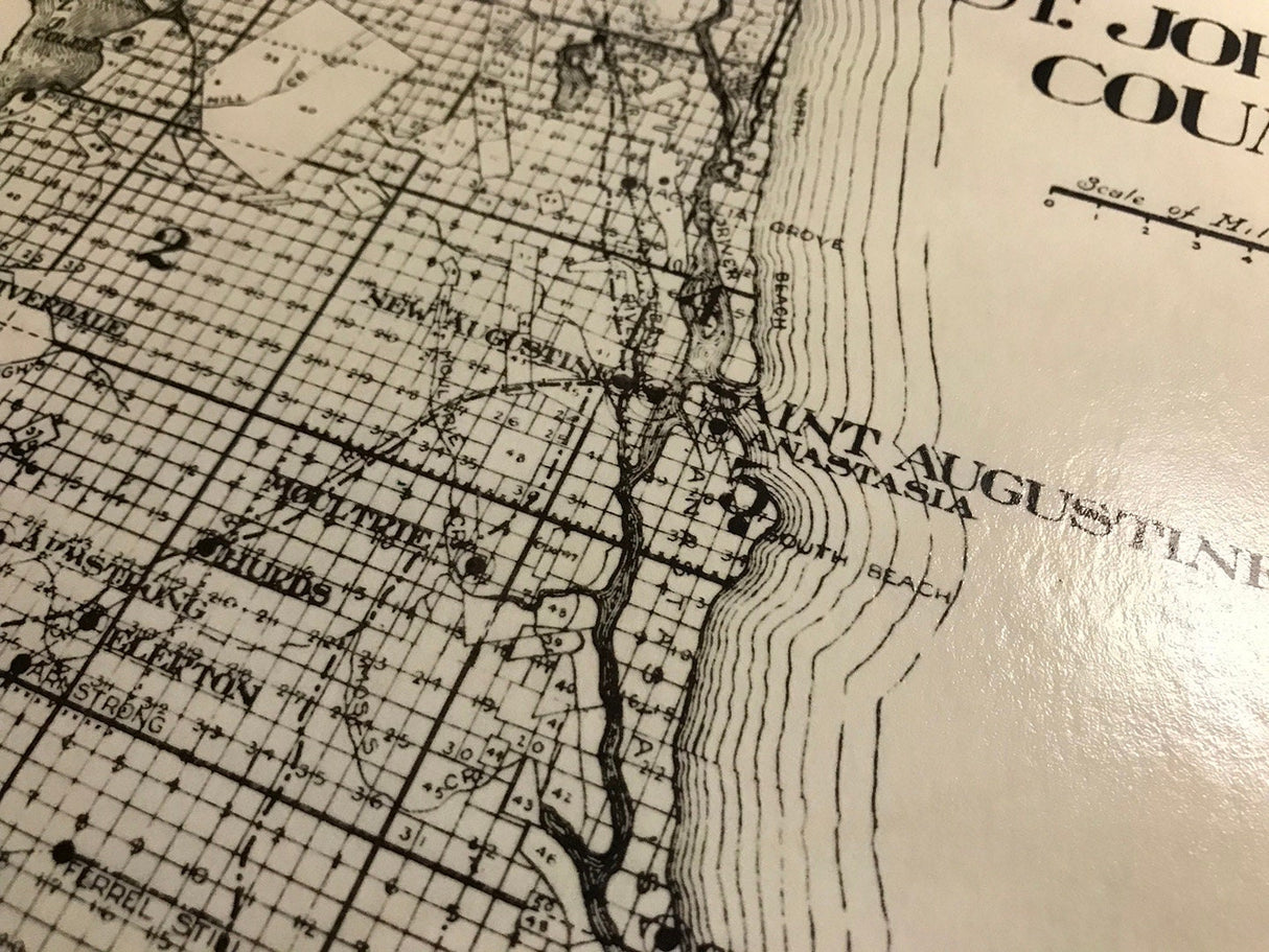 1914 Map of Saint Johns County Florida & Saint Augustine Framed
