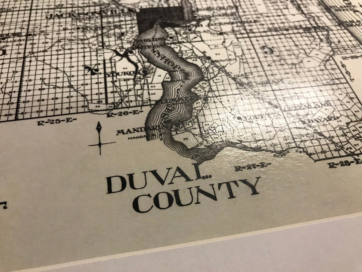 1914 Map of Duval County Florida Framed