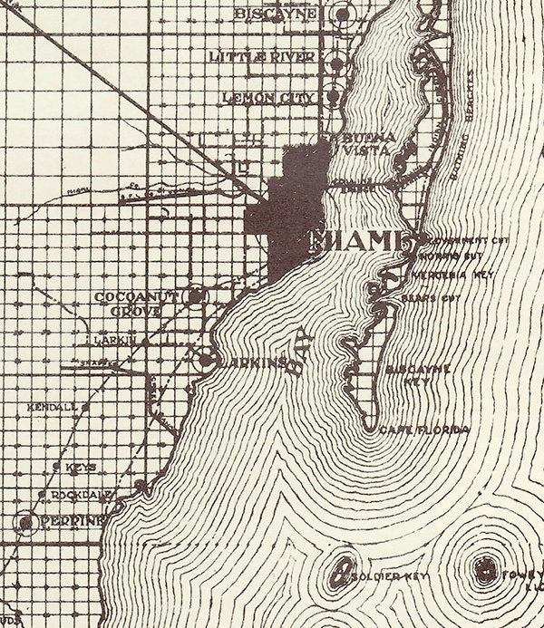 1914 Map of Dade County Florida Miami