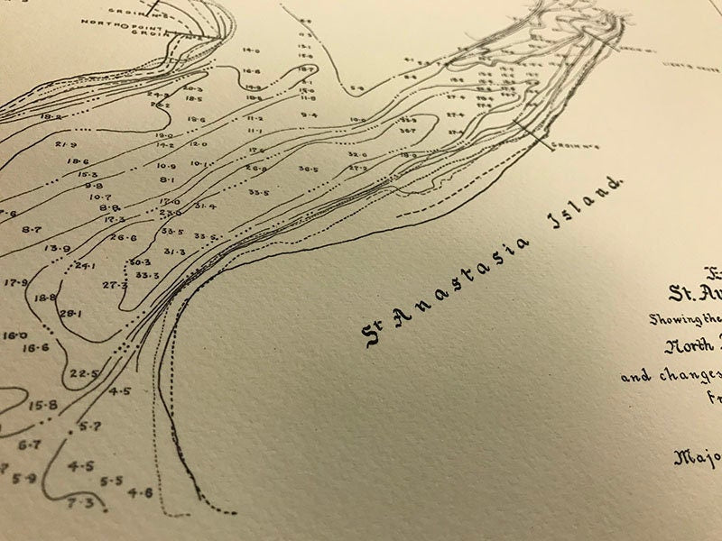 1892 Map of North Beach Vilano Beach Florida St Augustine Harbor Entrance Anastasia Island Framed