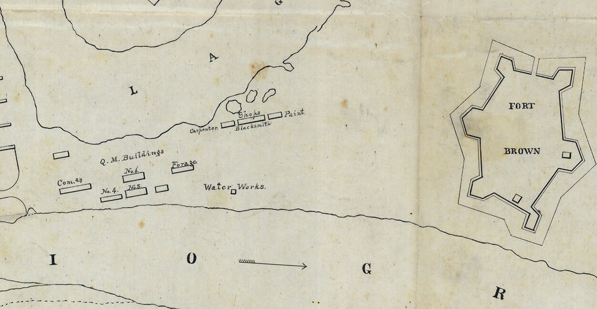 1877 Map of Fort Brown Brownsville Texas