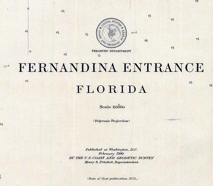 1900 Nautical Map of Fernandina Entrance Florida
