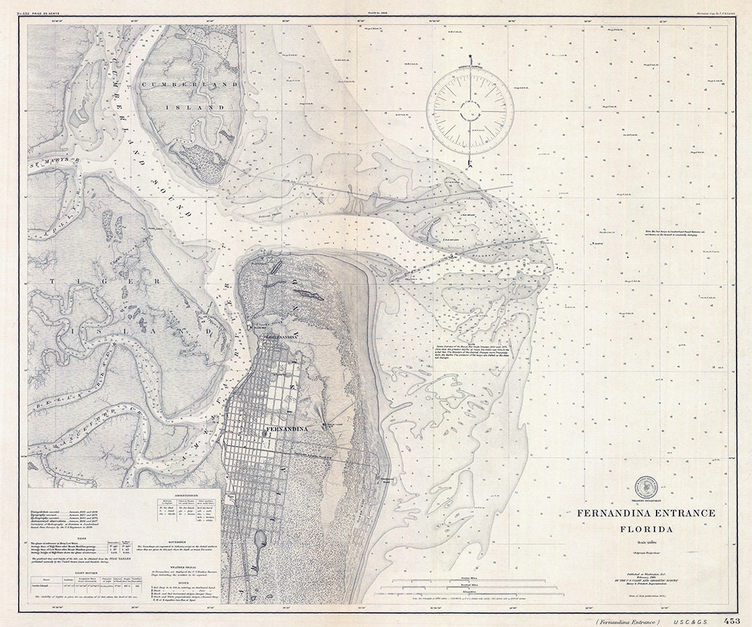 1900 Nautical Map of Fernandina Entrance Florida
