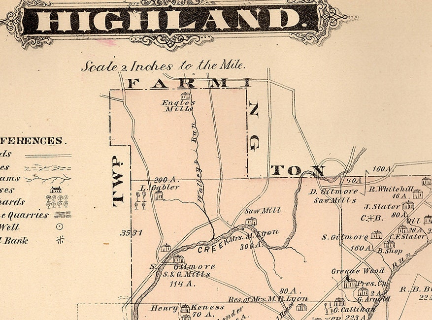 1877 Map of Highland Smithland & Mt Pleasant Clarion County Pa