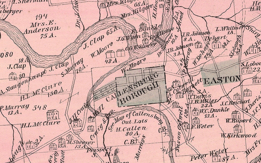 1877 Map of Licking Township Clarion County PA Kossuth Easton