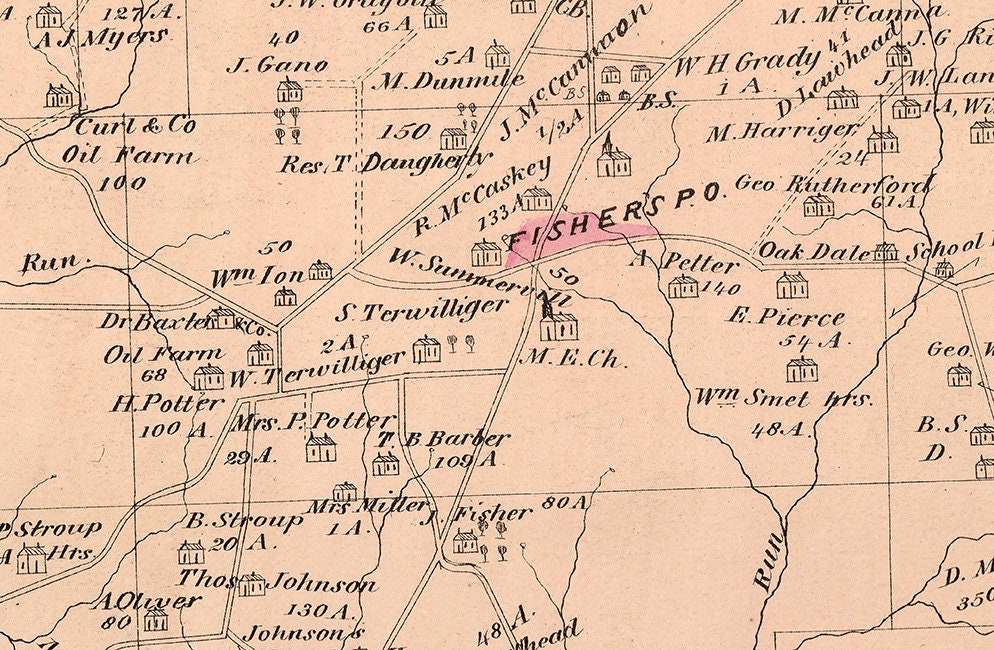 1877 Map of Mill Creek Township Clarion County Pennsylvania