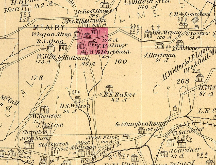 1877 Map of Toby Township Clarion County Pennsylvania