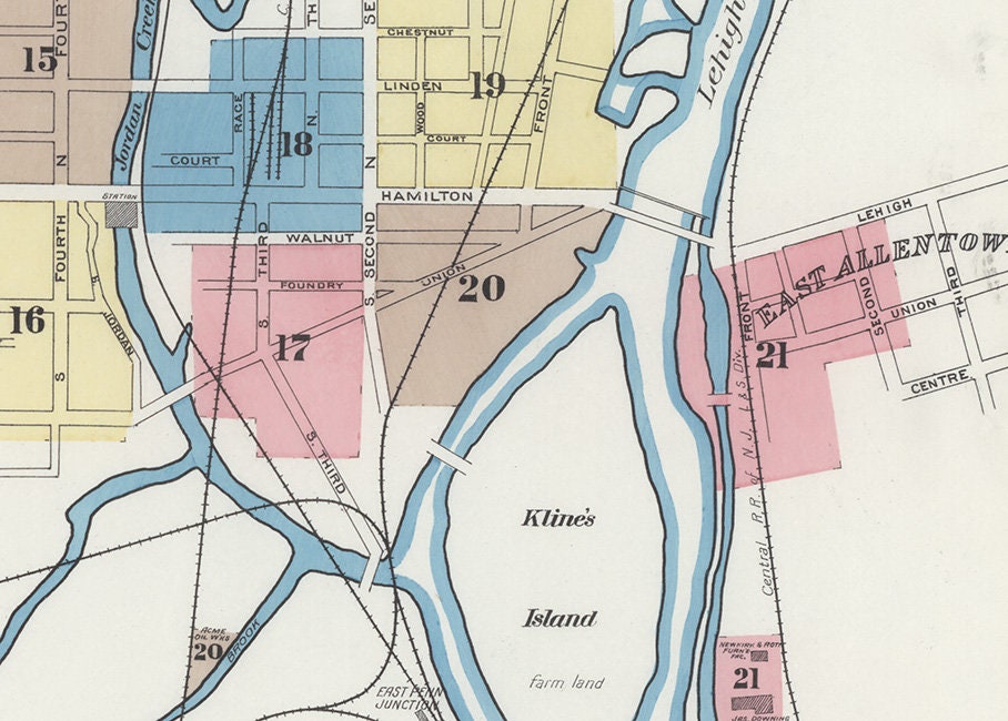 1891 Map of Allentown Pennsylvania