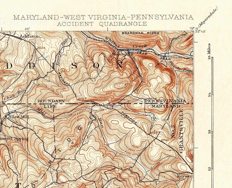 1900 Topo Map of Accident Maryland Quadrangle Deep Creek Lake