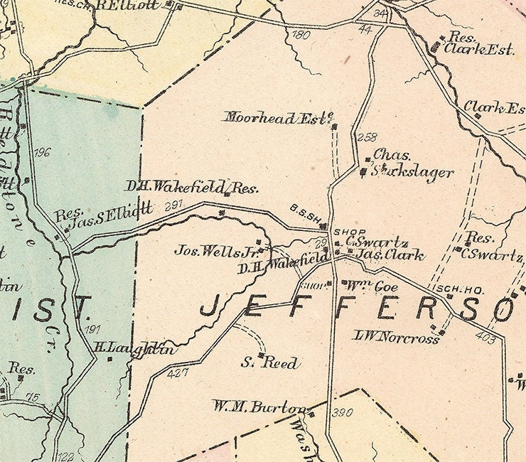 1872 Map of Jefferson Township Fayette County PA