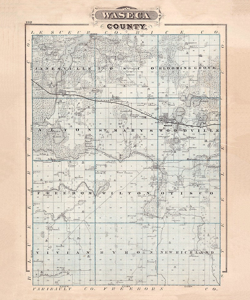 1874 Map of Waseca County Minnesota