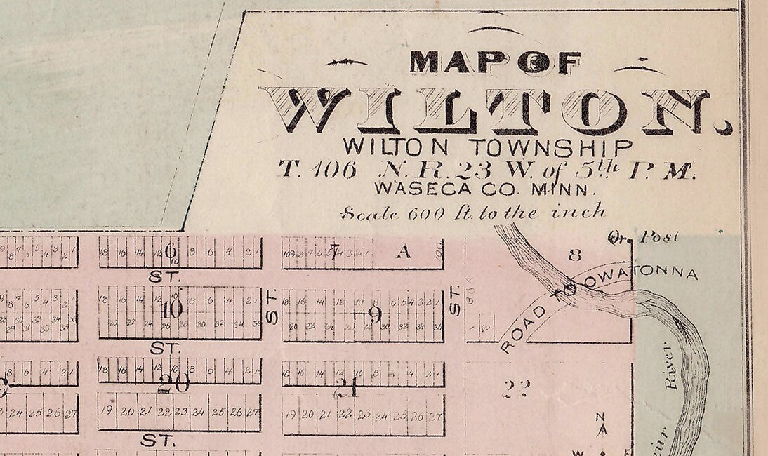1874 Map of Waseca Wilton Janesville Minnesota