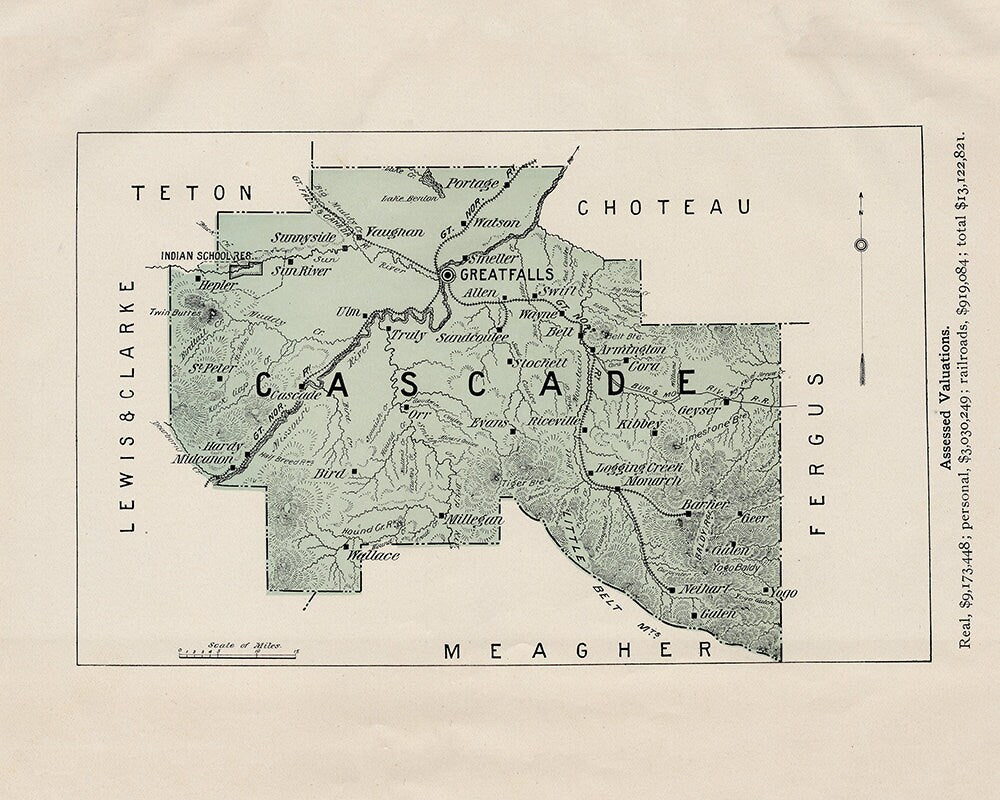 1900 Map of Cascade County Montana